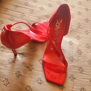 Calvin Klein Vibrant Red Strappy Heels